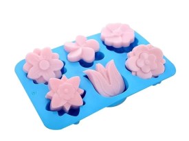 Molde silicona 6 jabones flores con tulipan